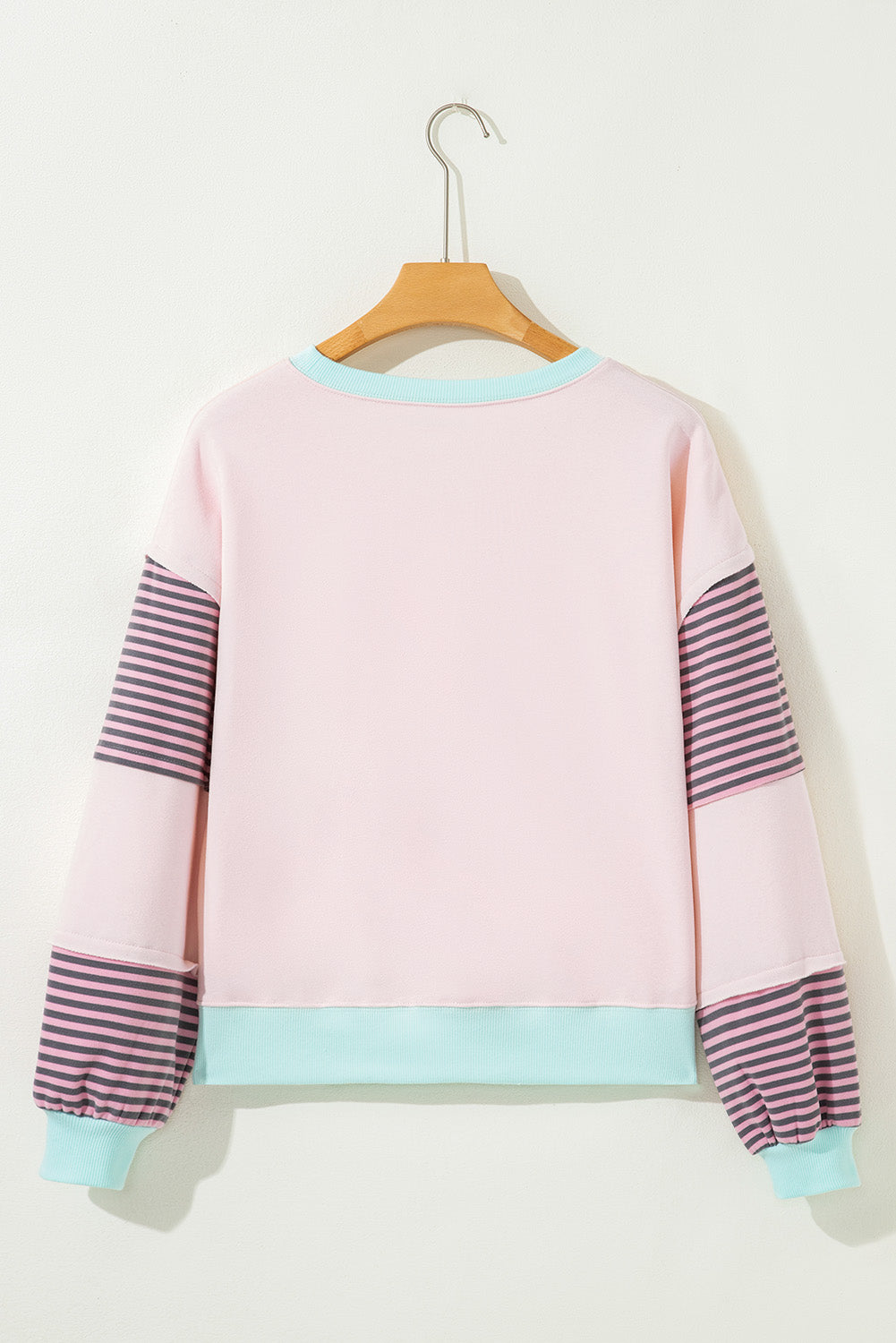 Striped Color block Patchwork Drop Shoulder Sweatshirt