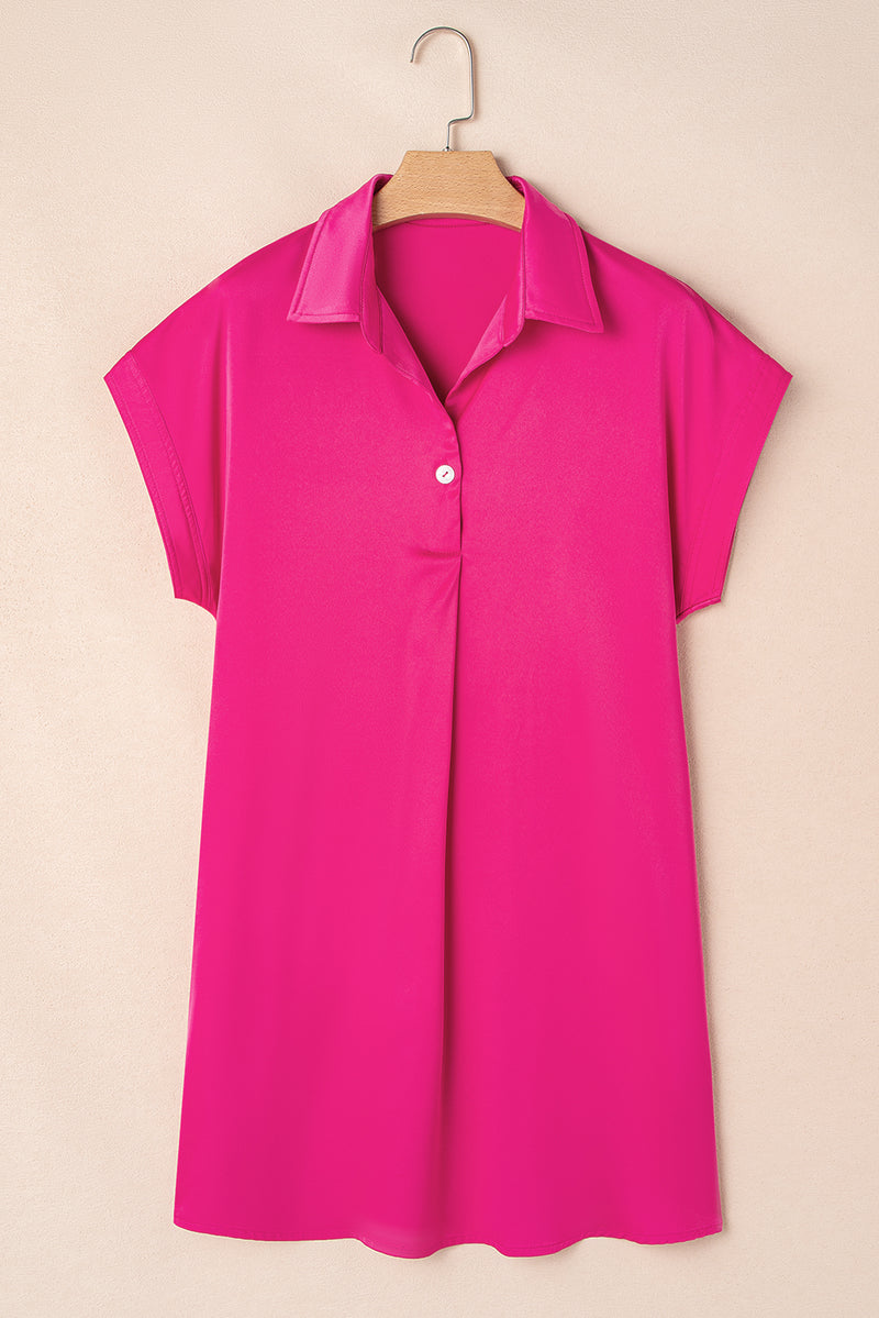 Solid Buttoned Collar Shift T-shirt Mini Dress