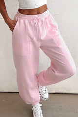 Drawstring Waist Patchwork Solid Color Jogger Pants