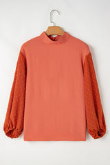 Swiss Dot Balloon Sleeve Loose Blouse