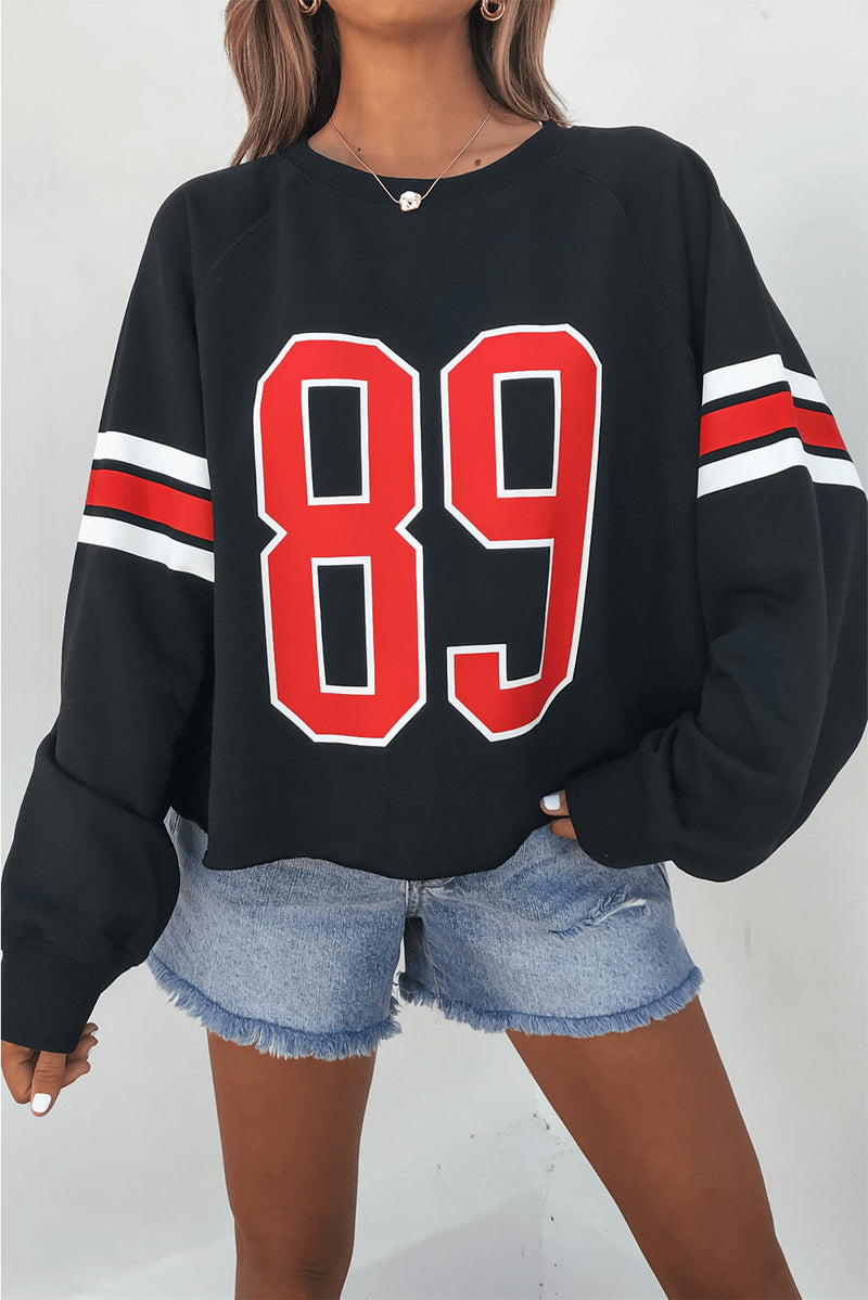 Varsity Spirit Striped 89 Graphic Casual Sweatshirt