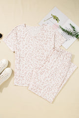 Cheetah V Neck Tee and Pants Lounge Set