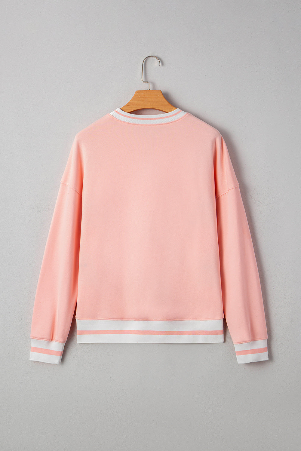 Halloween Terry Ghost Striped Trim Loose Sweatshirt