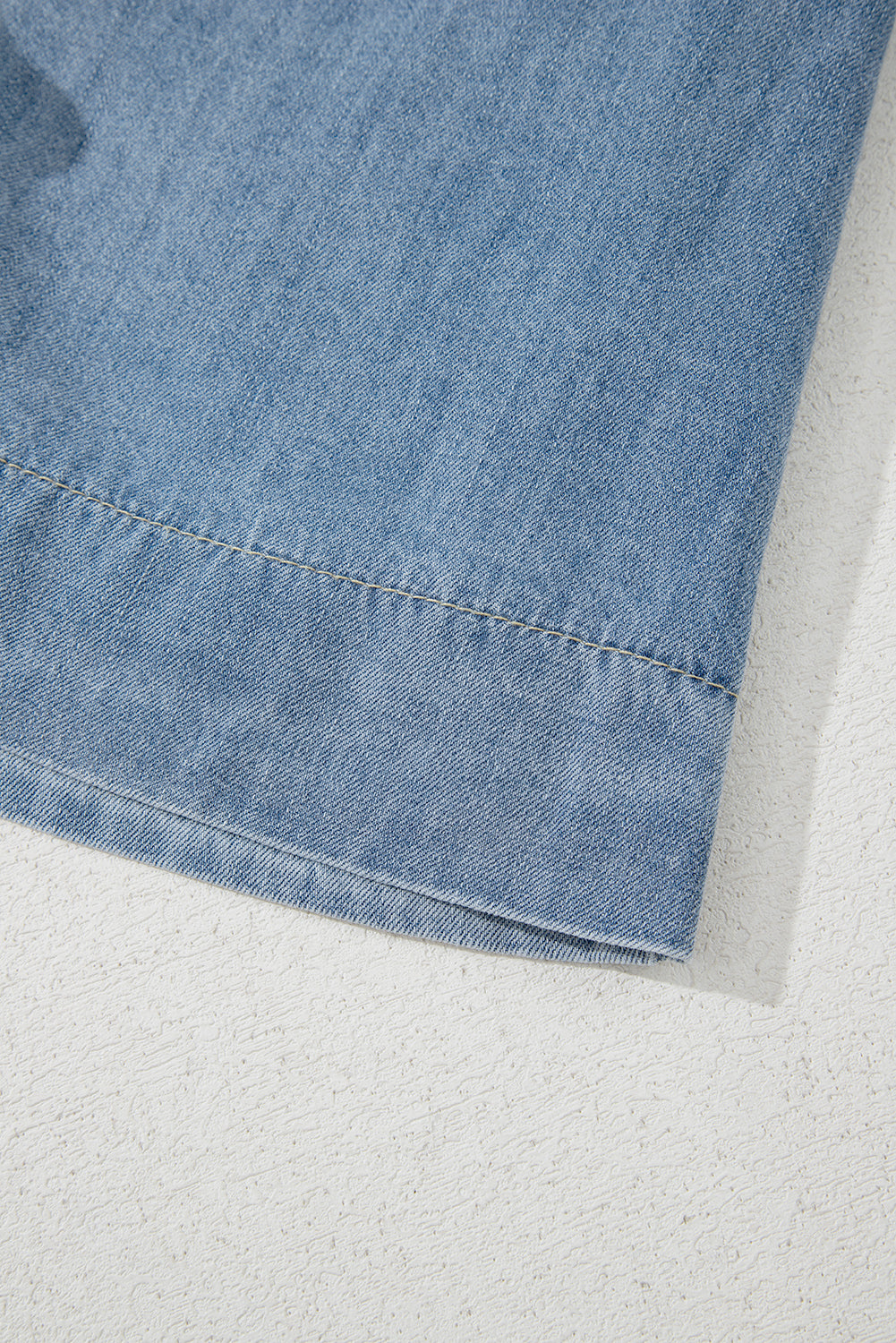 Tied Front Long Puff Sleeve Denim Top
