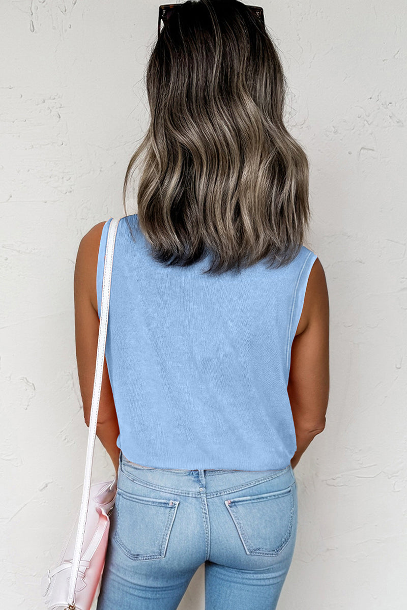 Mineral Wash Patched Chest Pocket Casual Tank Top