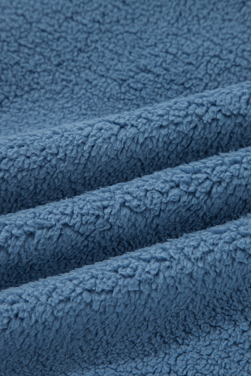 Fleece Drop Shoulder Exposed Seam Patchwork Casual Sweatshirt