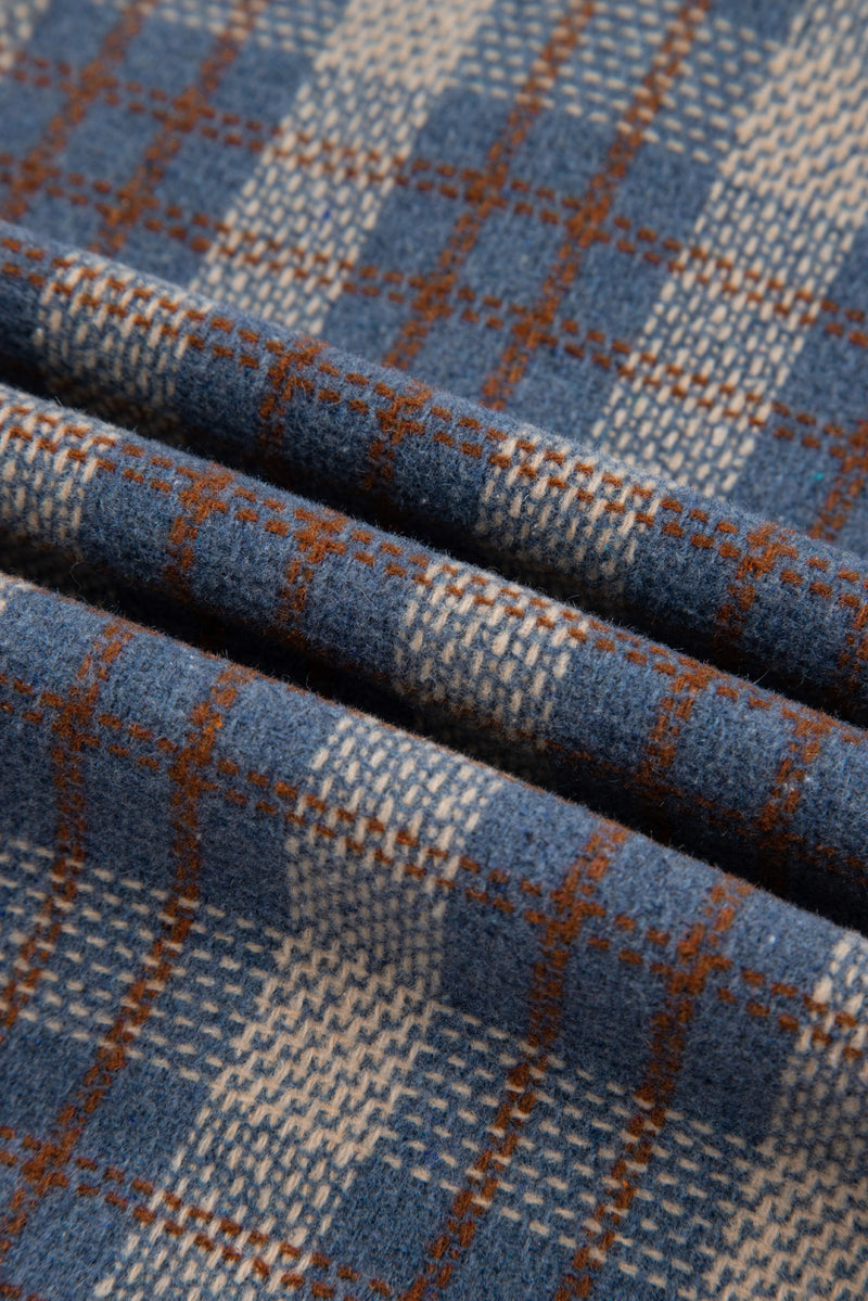 Plaid Corduroy Patchwork Collared Zip Up Snap Button Jacket