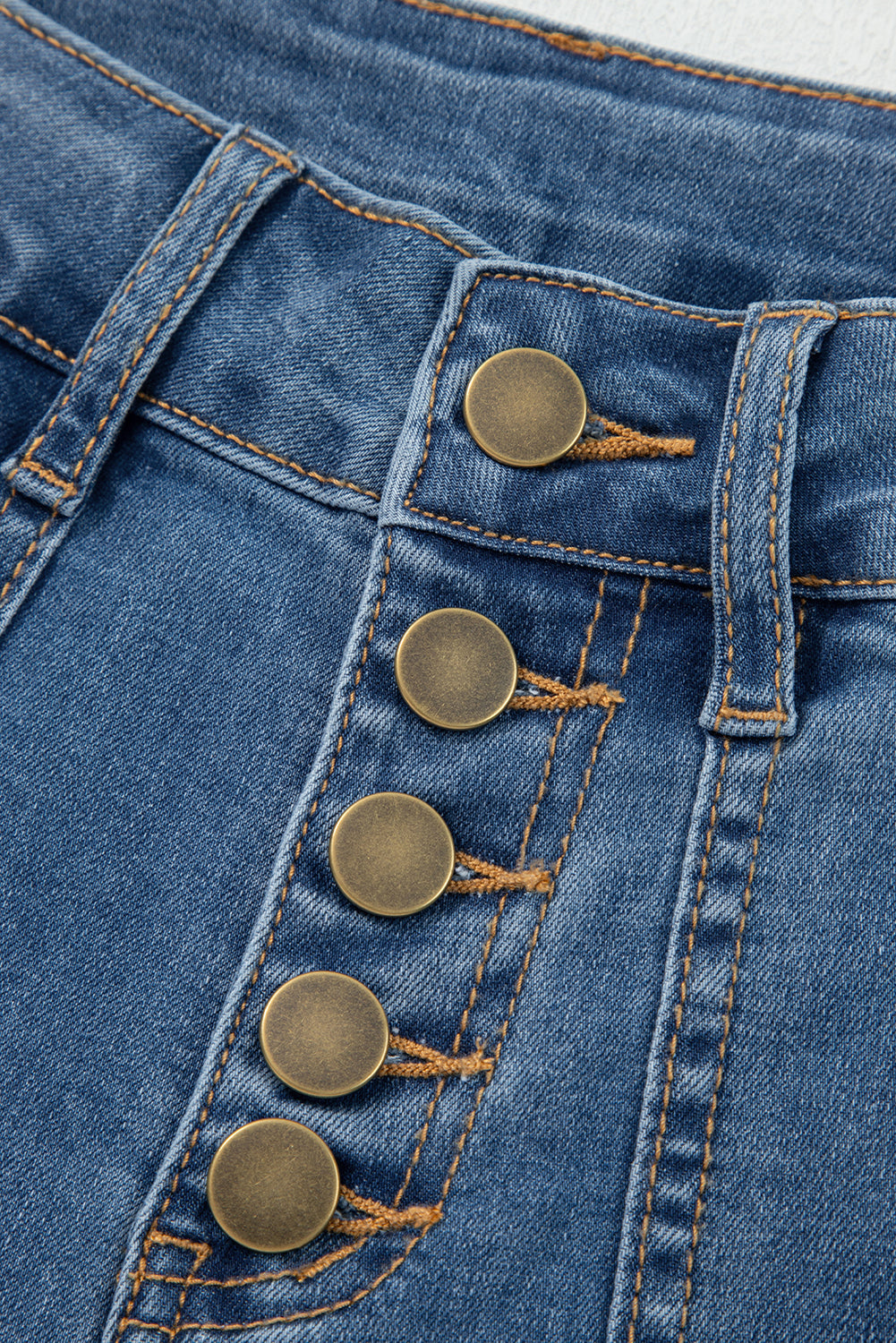 Multi Buttons High Waist Wide Leg Jeans With Pockets