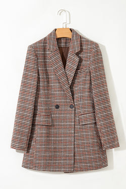 Houndstooth Lapel Collar Blazer