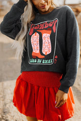 Grey Cowboy Queen Card Drop Shoulder Graphic Sweatshirt