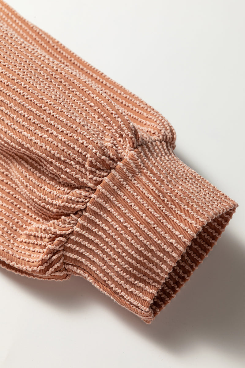 Cable Texture Ribbed Color Block Plus Size Knit Top