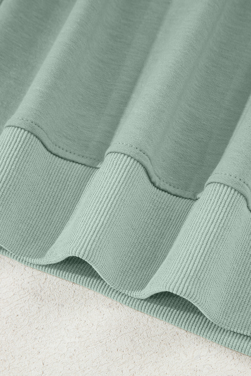 Clearly Aqua Floral Patched Half Sleeve Tunic Top