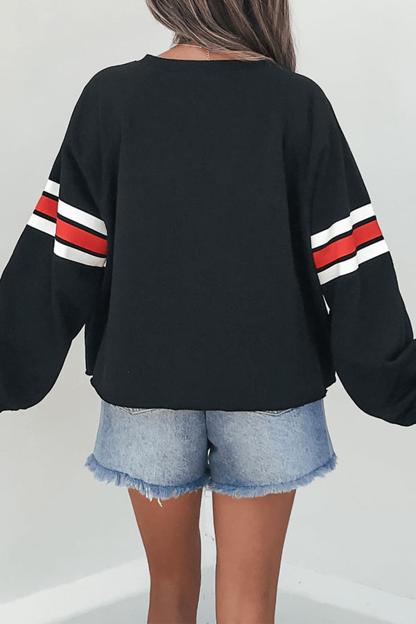 Varsity Spirit Striped 89 Graphic Casual Sweatshirt