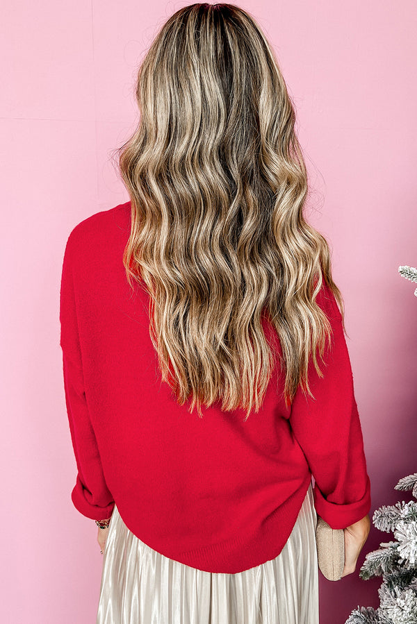 Tinsel Merry Letter Drop Shoulder Baggy Sweater