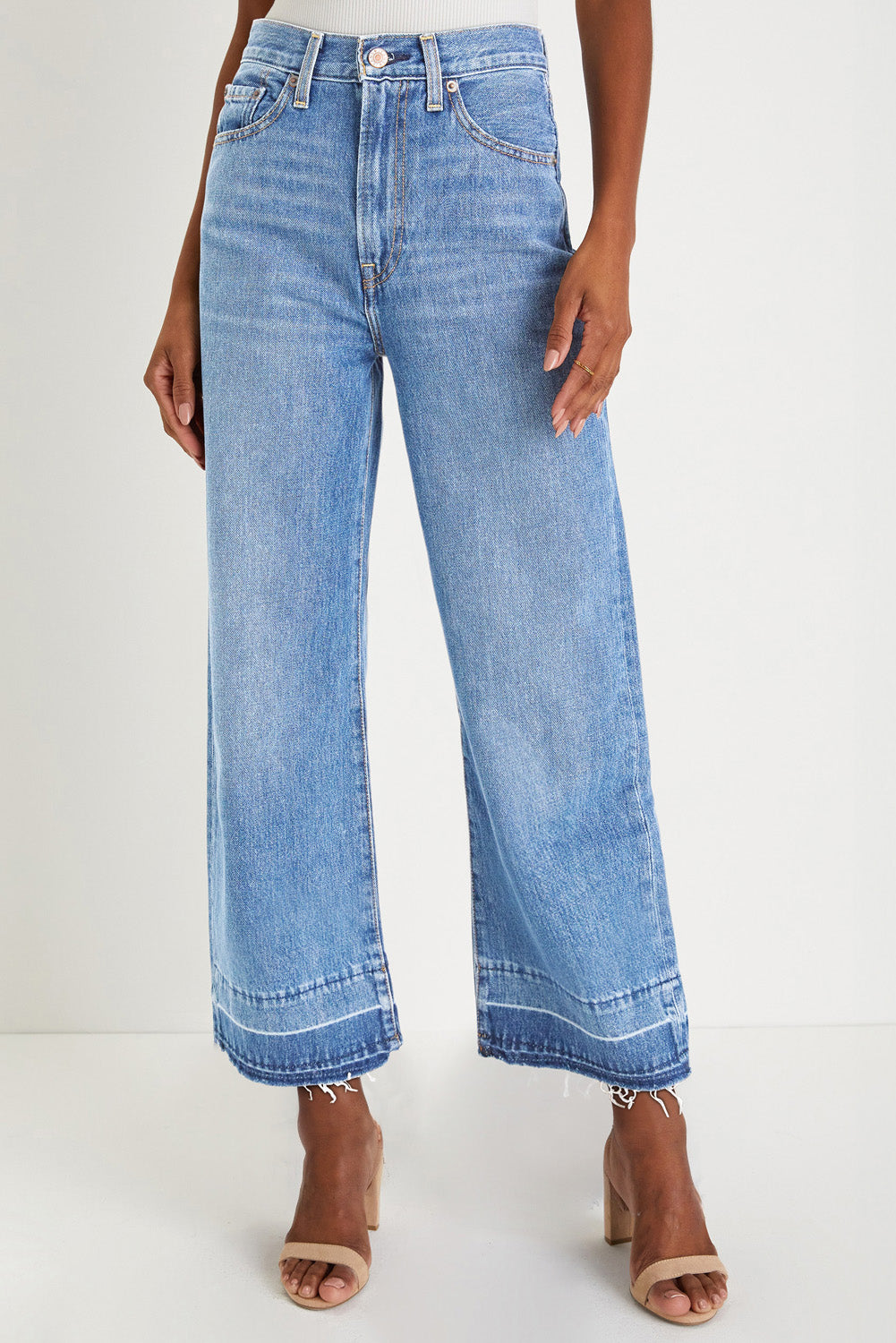 Raw Hem Straight Leg Loose High Waist Jeans