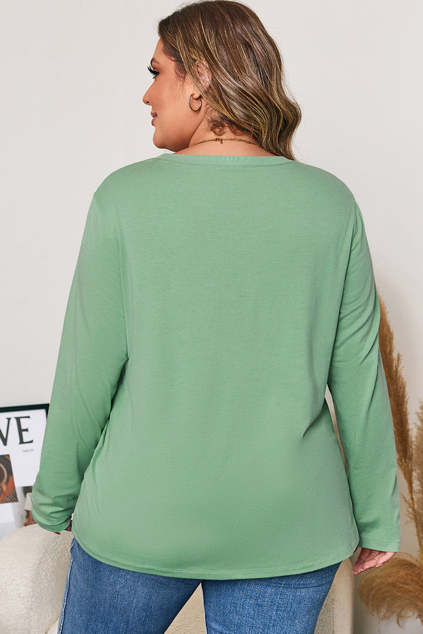 Flower Applique Mineral Wash Plus Size Top