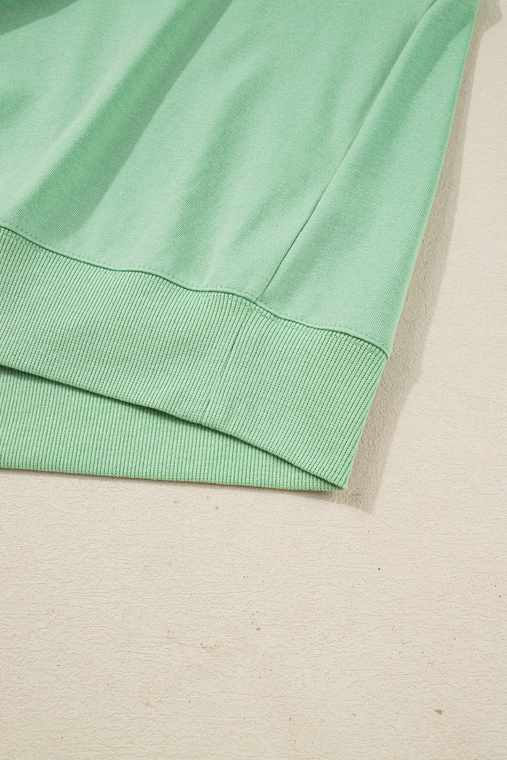 Light Green Color Block Striped Patchwork Collar V Neck Plus Size Sweatshirt