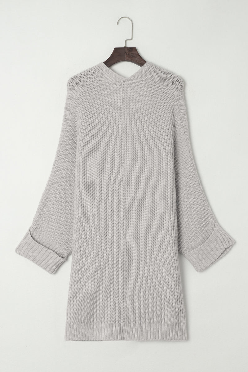Oversized Fold Over Sleeve Open Front Cardigan