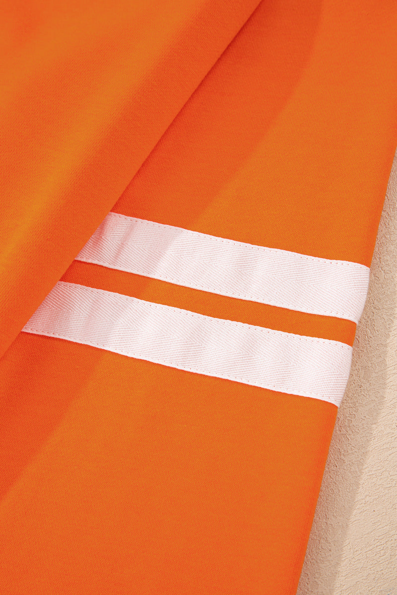 Varsity Stripe Detail Drop Shoulder Pullover Mini Skirt Set