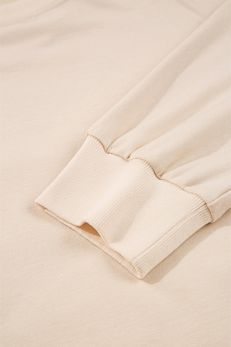 Raw Edge Flower Patch Drop Shoulder Casual Top