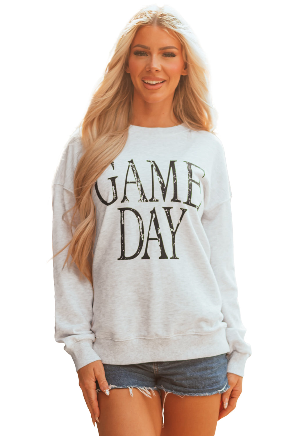 Vintage Washed GAME DAY Graphic Baggy Sweatshirt
